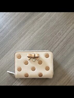 kate spade Cream Wallet with Gold Polka Dots and Bow